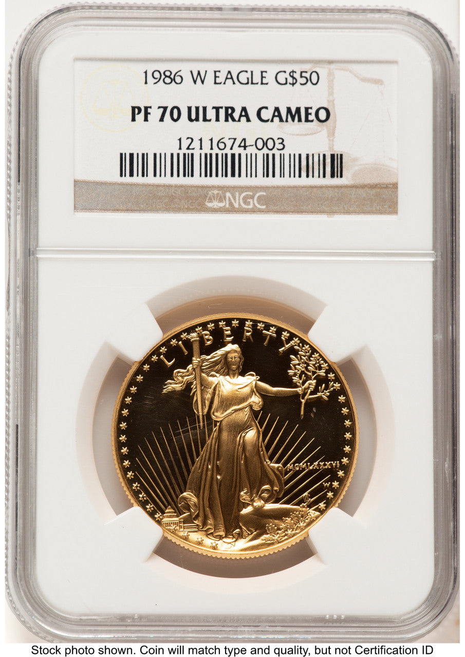 1986-W Proof Gold Eagle 1 oz Brown Label NGC PF70 (522240094)