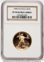 1998-W Proof Gold Eagle 1/2 oz Brown Label NGC PF70