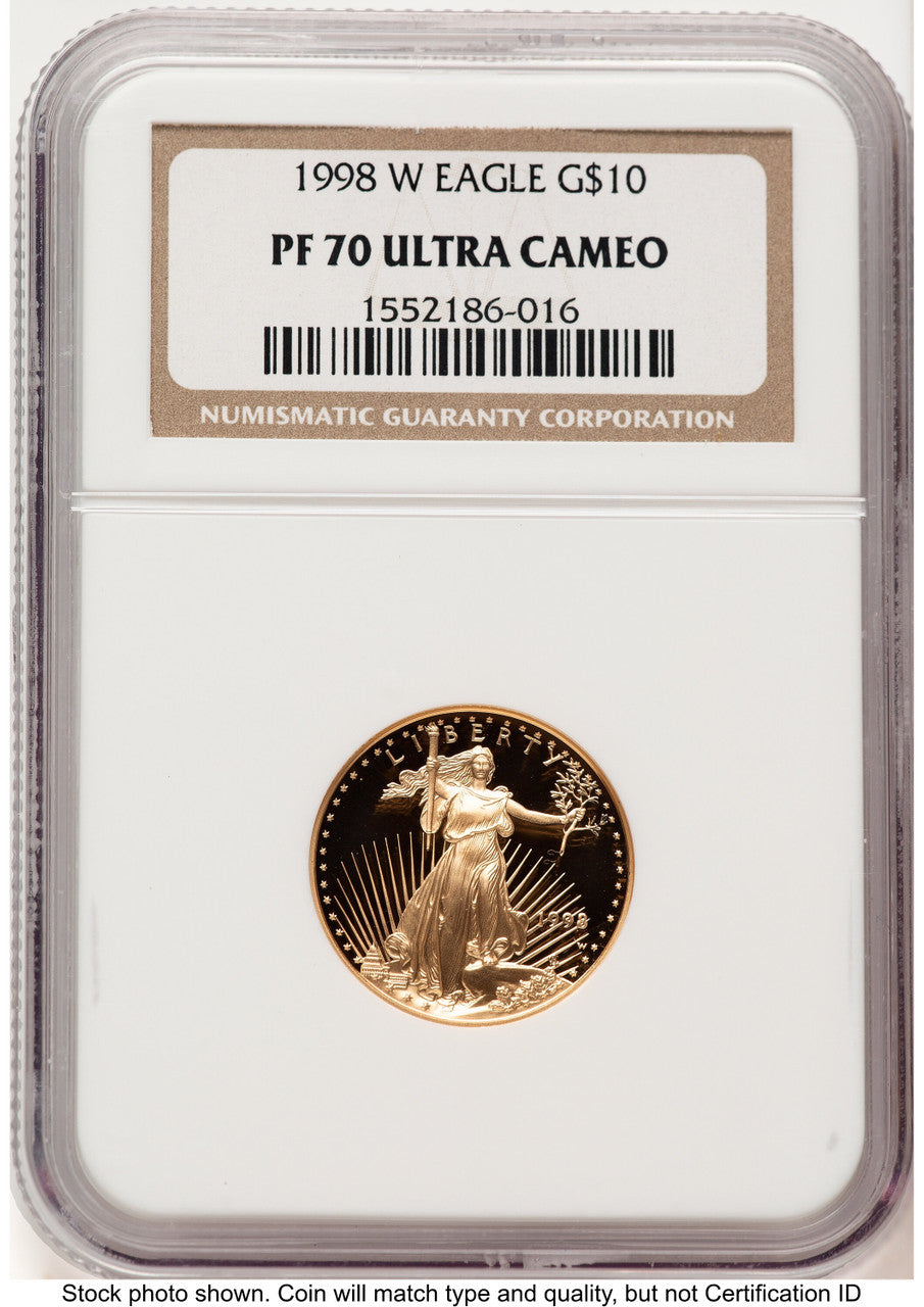 1998-W Proof Gold Eagle 1/4 oz Brown Label NGC PF70