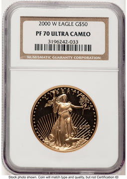 2000-W Proof Gold Eagle 1 oz Brown Label NGC PF70