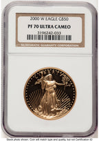 2000-W Proof Gold Eagle 1 oz Brown Label NGC PF70