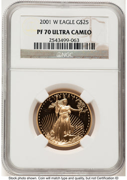 2001-W Proof Gold Eagle 1/2 oz Brown Label NGC PF70