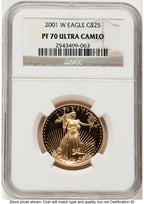 2001-W Proof Gold Eagle 1/2 oz Brown Label NGC PF70