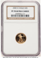 2008-W Proof Gold Eagle 1/10 oz Brown Label NGC PF70