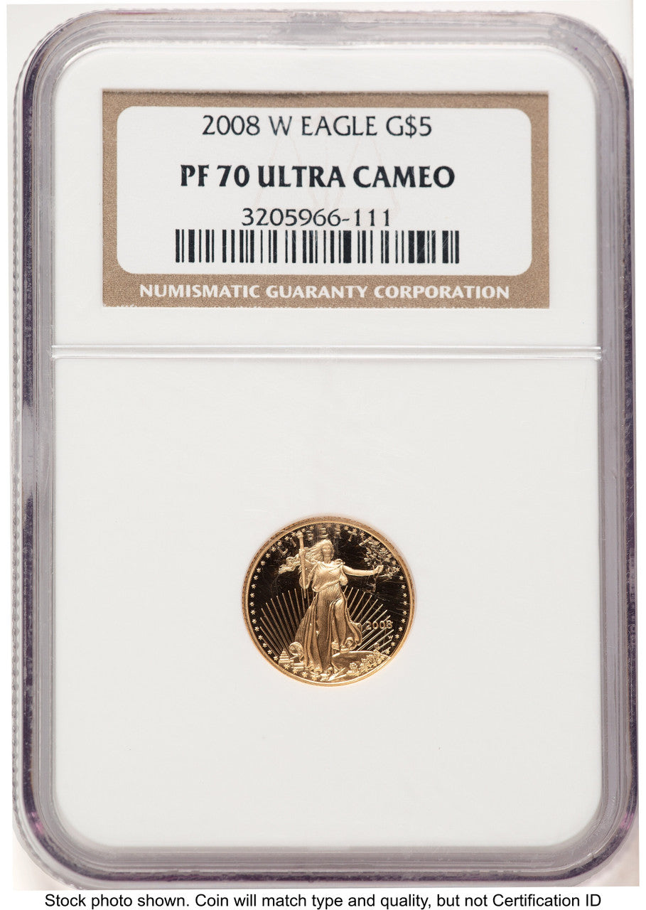2008-W Proof Gold Eagle 1/10 oz Brown Label NGC PF70