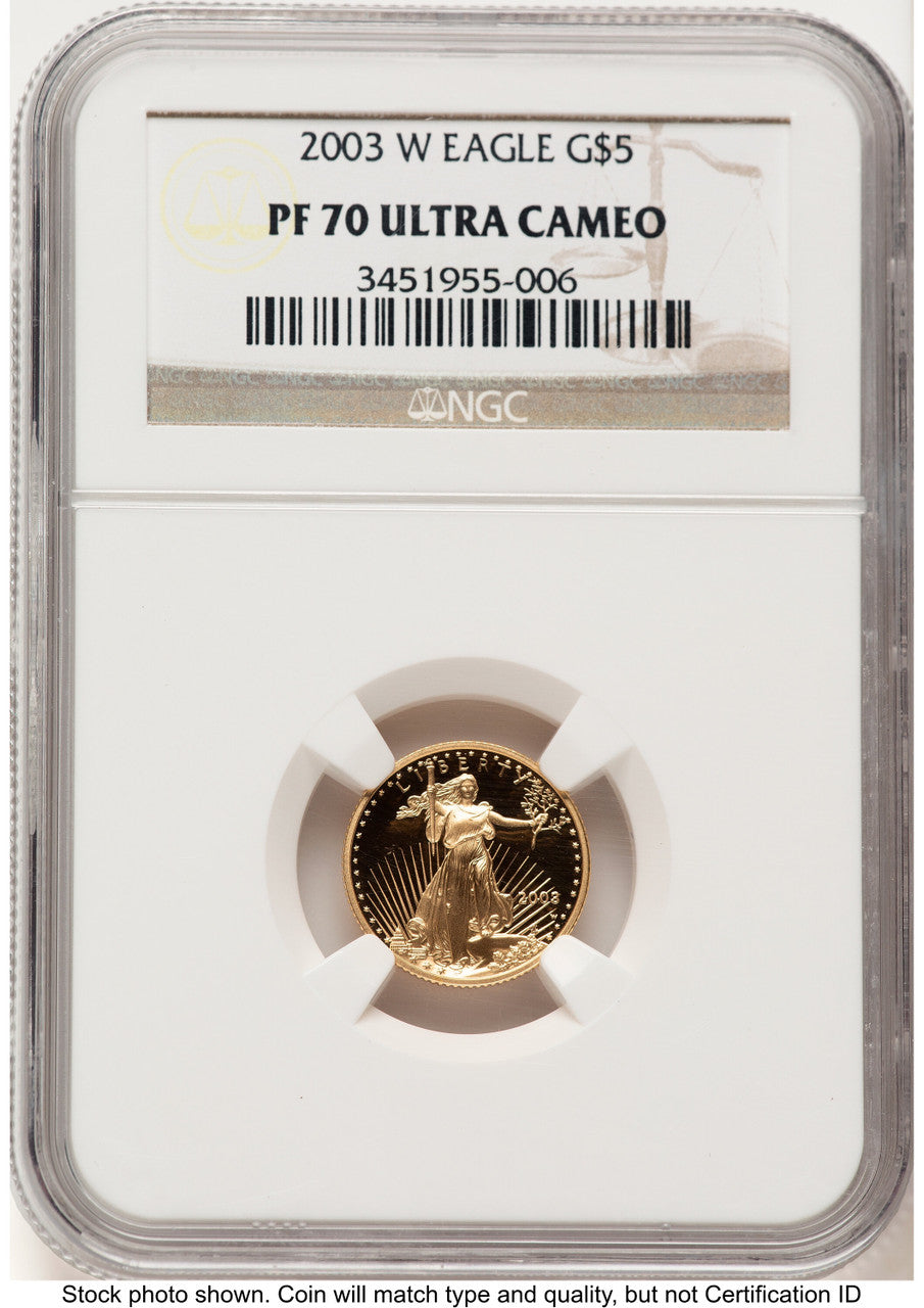 2003-W Proof Gold Eagle 1/10 oz Brown Label NGC PF70