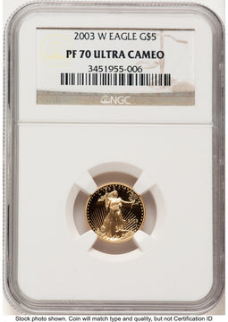 2003-W Proof Gold Eagle 1/10 oz Brown Label NGC PF70 (522240247)