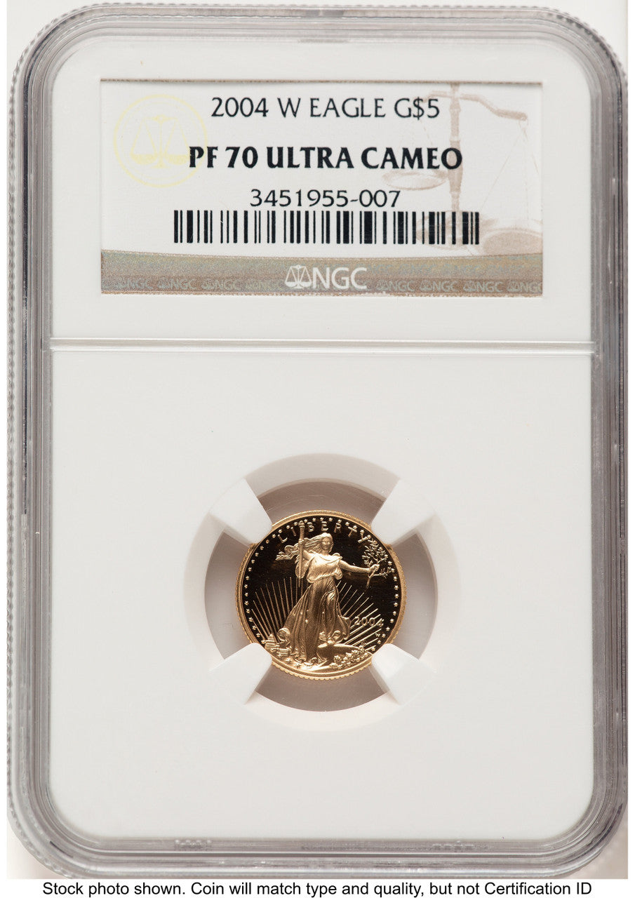 2004-W Proof Gold Eagle 1/10 oz Brown Label NGC PF70