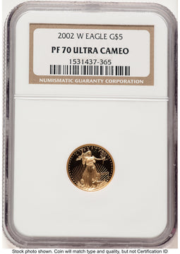 2002-W Proof Gold Eagle 1/10 oz Brown Label NGC PF70