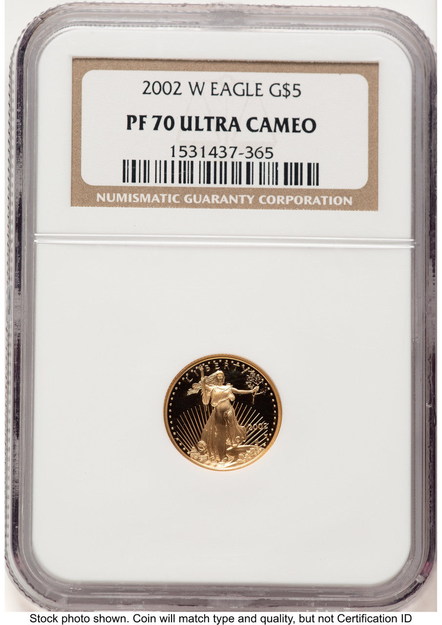 2002-W Proof Gold Eagle 1/10 oz Brown Label NGC PF70