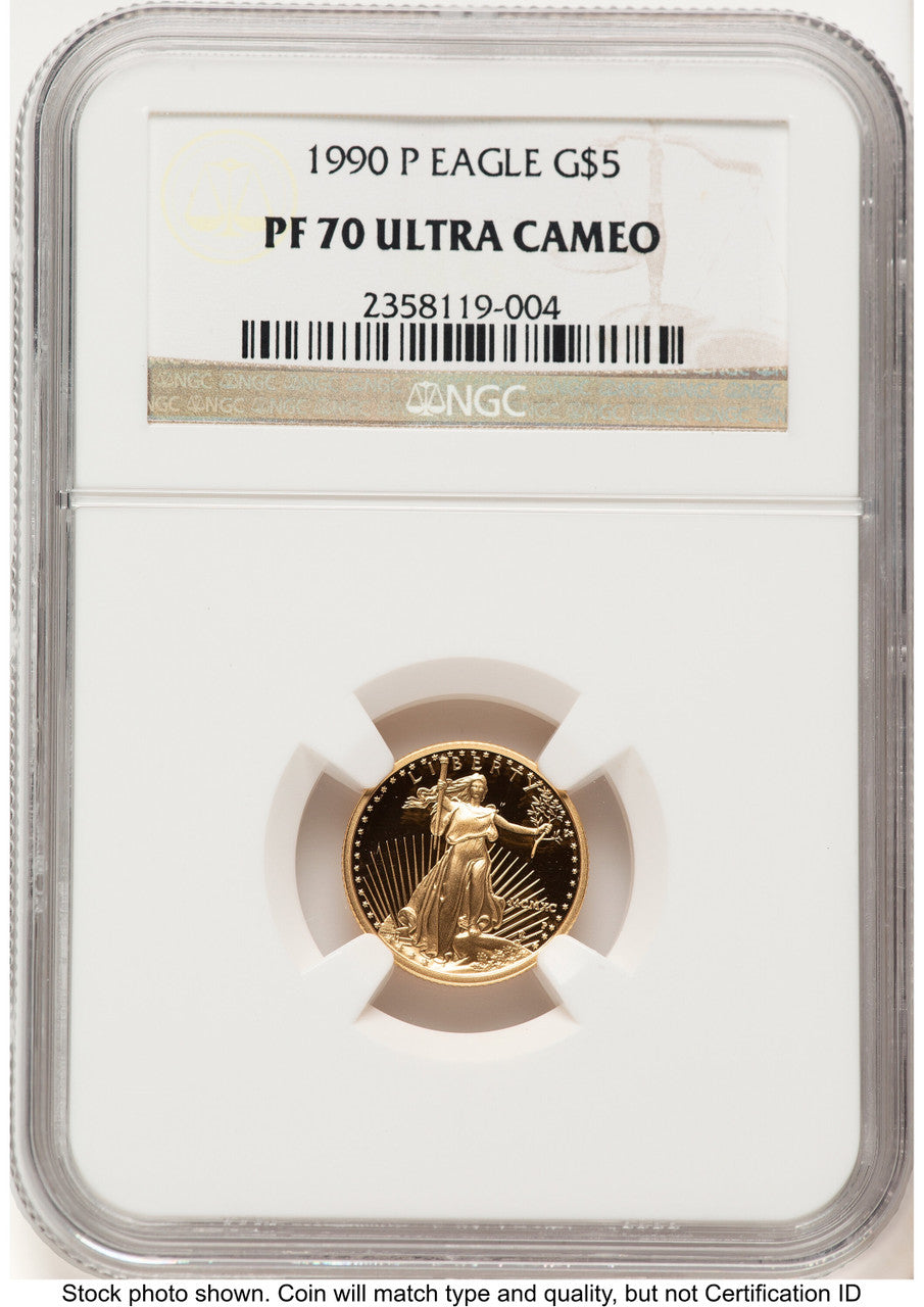 1990-P Proof Gold Eagle 1/10 oz Brown Label NGC PF70 (522240259)