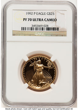 1992-P Proof Gold Eagle 1/2 oz Brown Label NGC PF70 (522240262)
