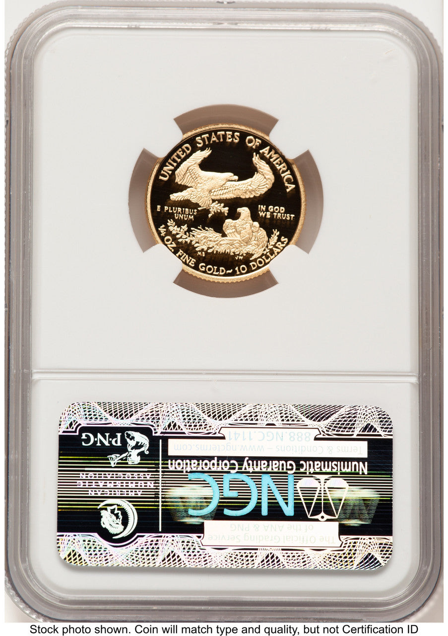 2011-W Proof Gold Eagle 1/4 oz ER Blue NGC PF70