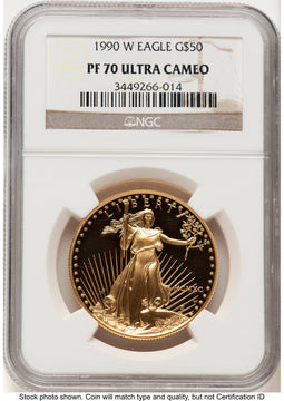 1990-W Proof Gold Eagle 1 oz Brown Label NGC PF70 (522240277)