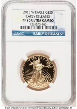 2015-W Proof Gold Eagle 1/2 oz ER Blue NGC PF70