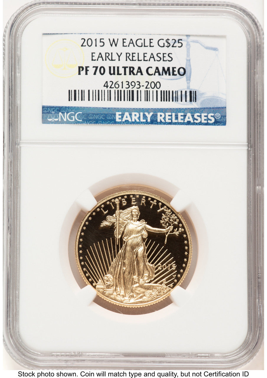 2015-W Proof Gold Eagle 1/2 oz ER Blue NGC PF70