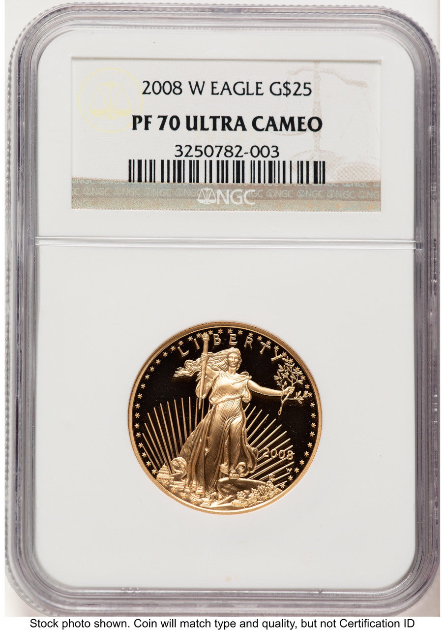 2008-W Proof Gold Eagle 1/2 oz Brown Label NGC PF70
