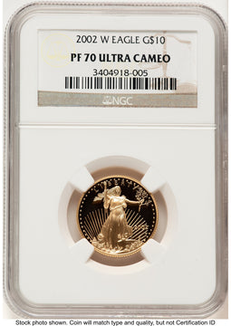 2002-W Proof Gold Eagle 1/4 oz Brown Label NGC PF70