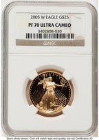 2005-W Proof Gold Eagle 1/2 oz Brown Label NGC PF70