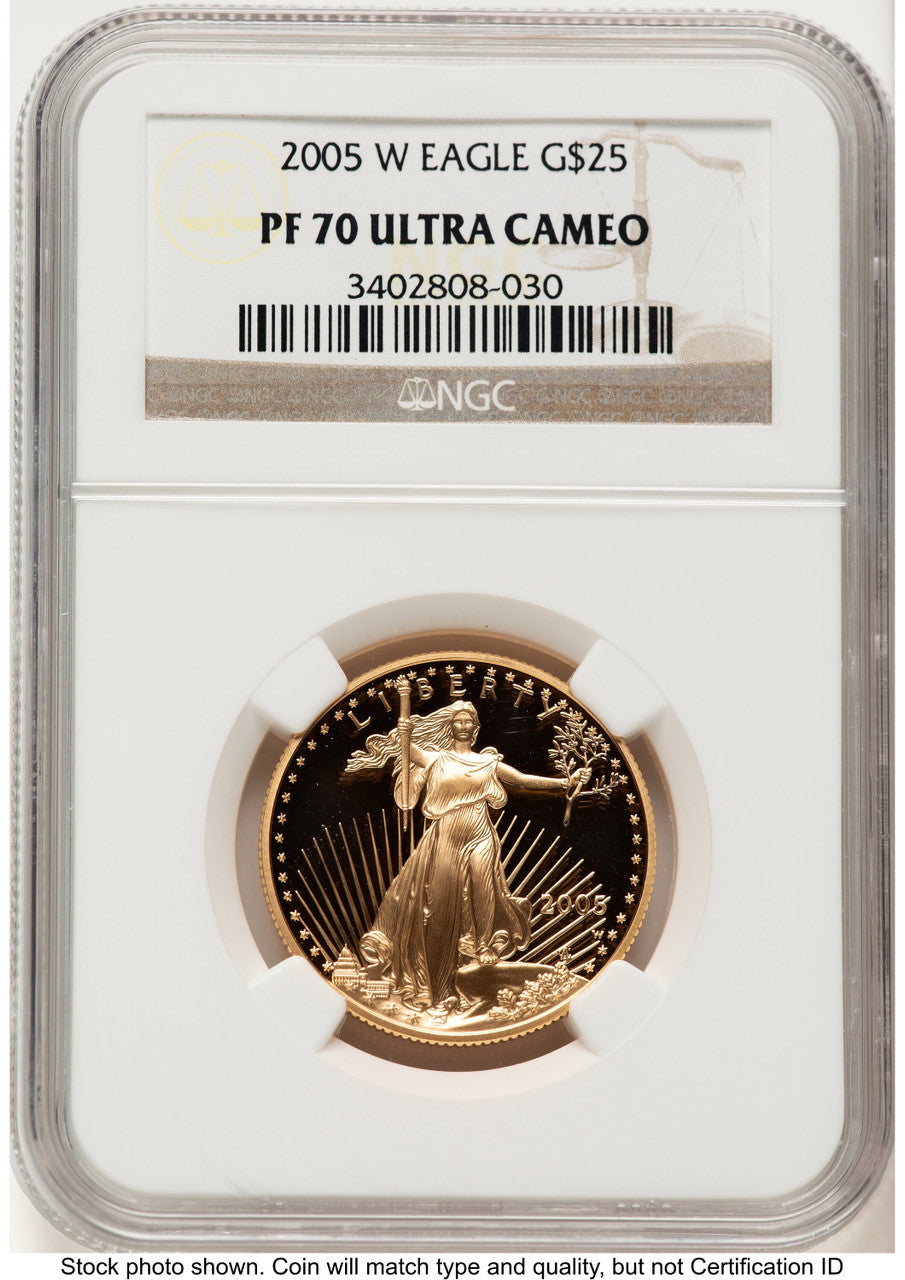 2005-W Proof Gold Eagle 1/2 oz Brown Label NGC PF70