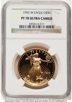 1992-W Proof Gold Eagle 1 oz Brown Label NGC PF70