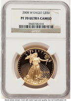 2008-W Proof Gold Eagle 1 oz Brown Label NGC PF70 (522240311)