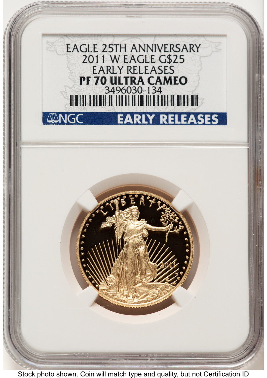 2011-W Proof Gold Eagle 1/2 oz ER Blue NGC PF70