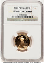 1989-P Proof Gold Eagle 1/4 oz Brown Label NGC PF70