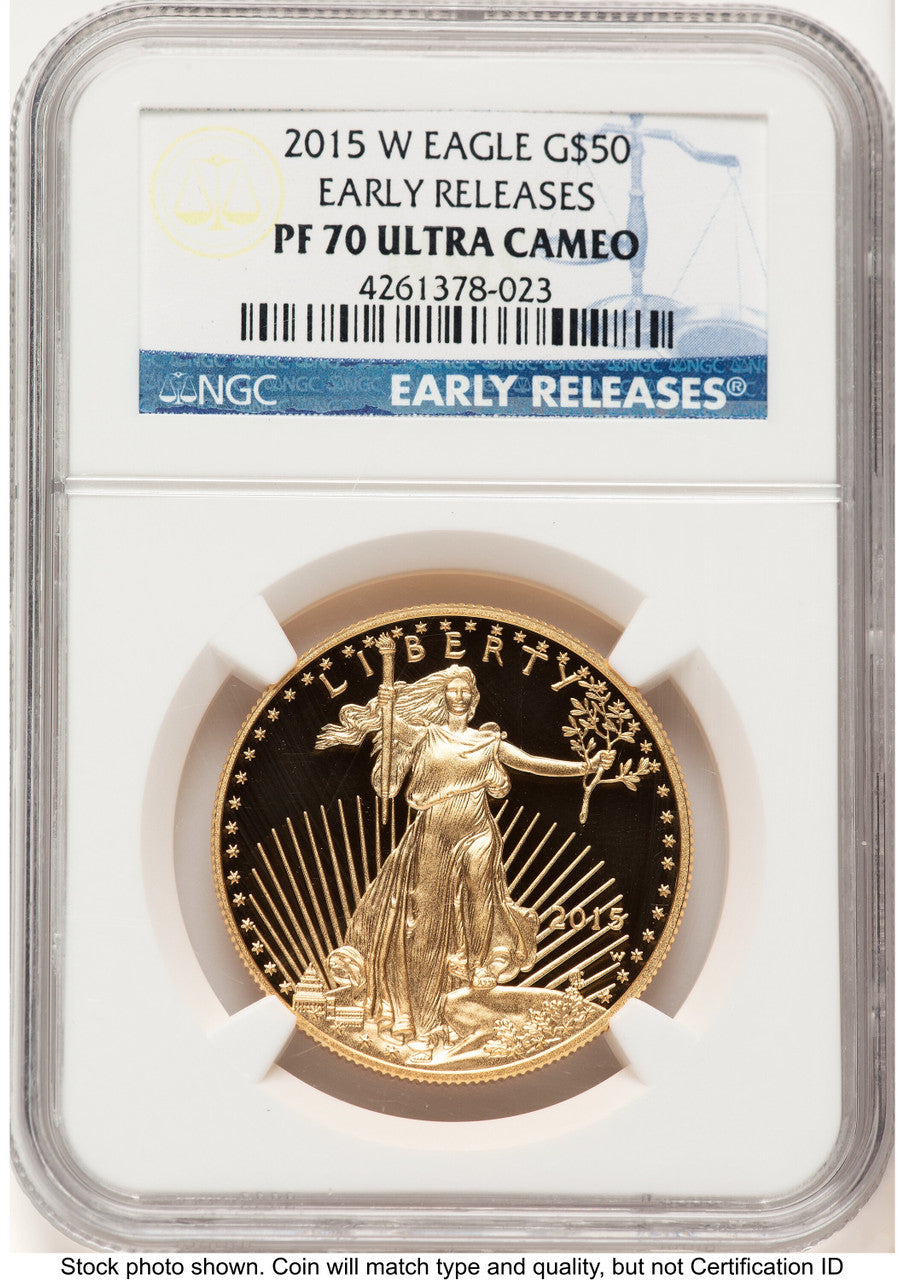 2015-W Proof Gold Eagle 1 oz ER Blue NGC PF70