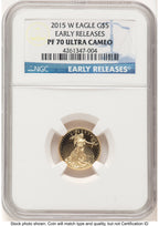 2015-W Proof Gold Eagle 1/10 oz ER Blue NGC PF70