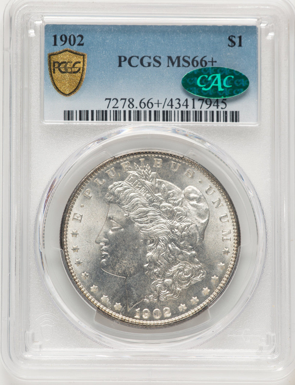 1902 CAC Morgan Dollar PCGS MS66+