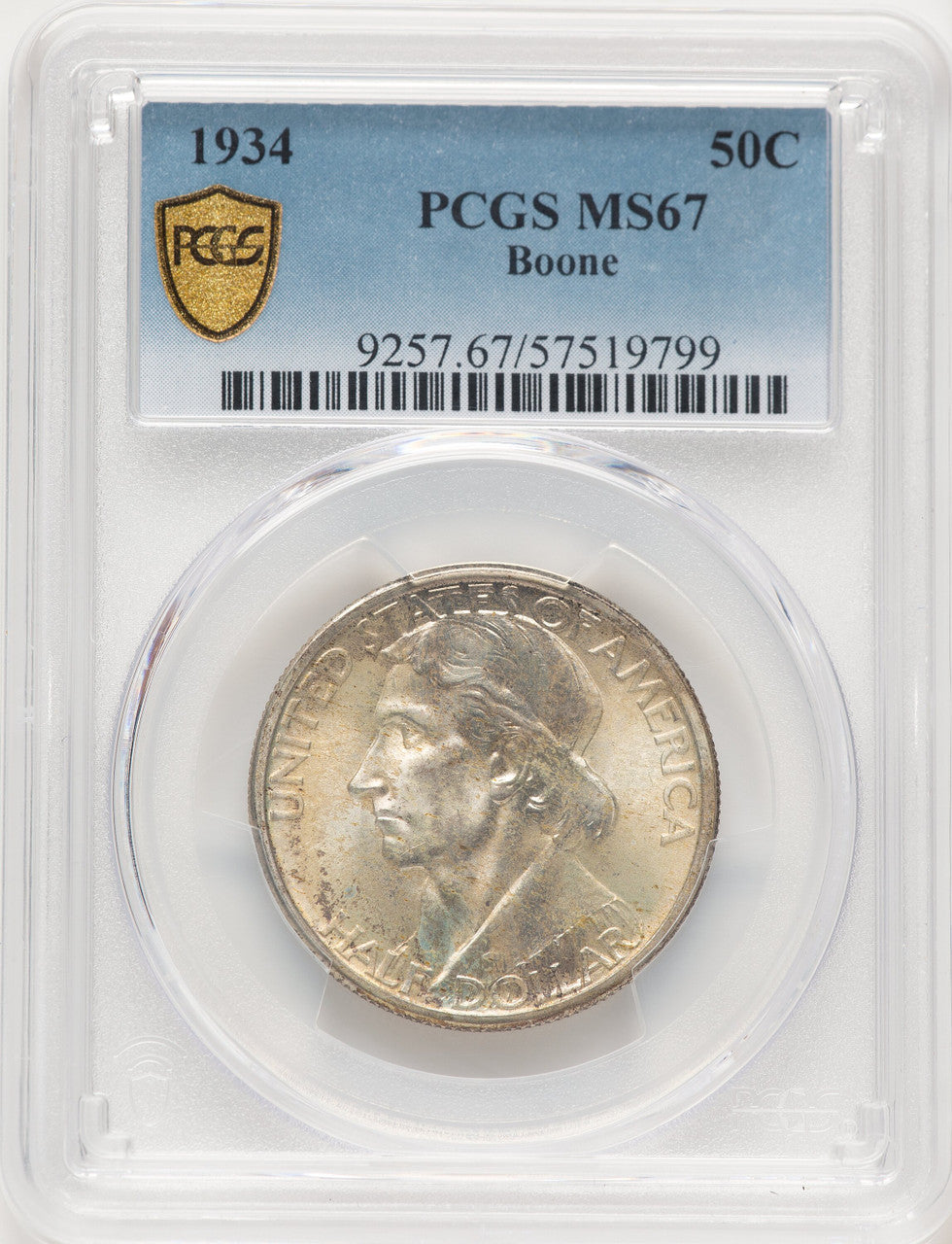 1934 50C Boone Commemorative Silver PCGS MS67
