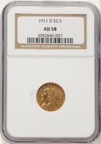 1911-D $2.50 Indian Quarter Eagle NGC AU58 (522320042)