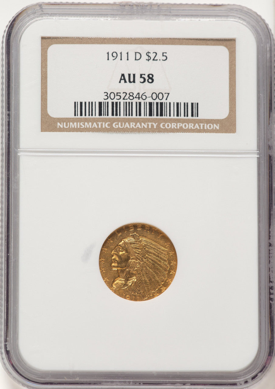 1911-D $2.50 Indian Quarter Eagle NGC AU58 (522320042)