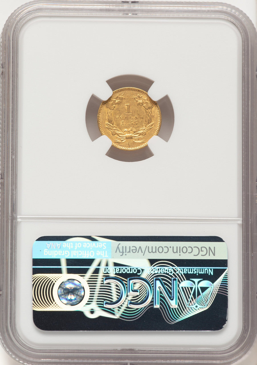 1855 G$1 Type Two Gold Dollar NGC AU55 (522320043)