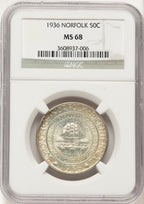 1936 50C Norfolk Commemorative Silver NGC MS68 (522320053)