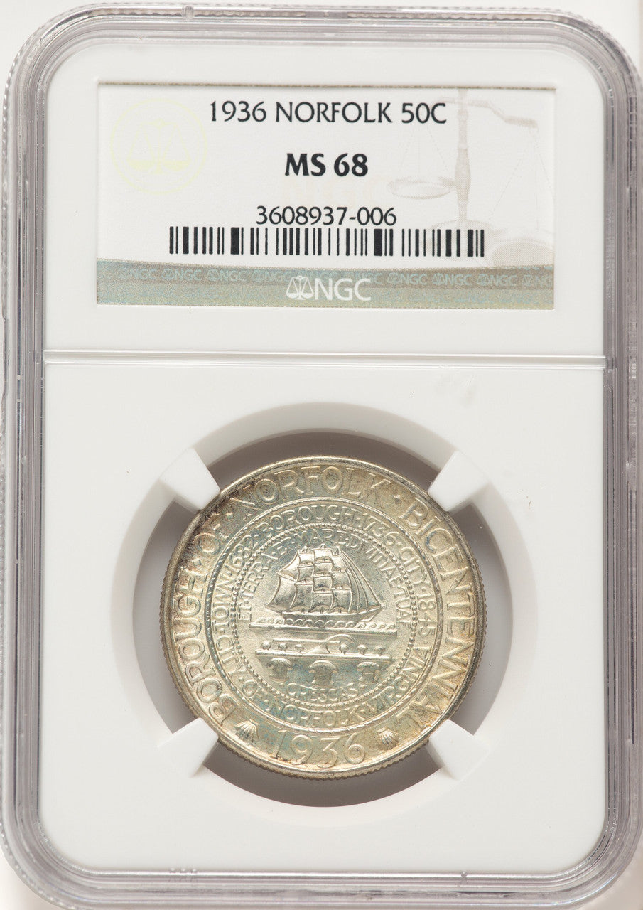 1936 50C Norfolk Commemorative Silver NGC MS68 (522320053)