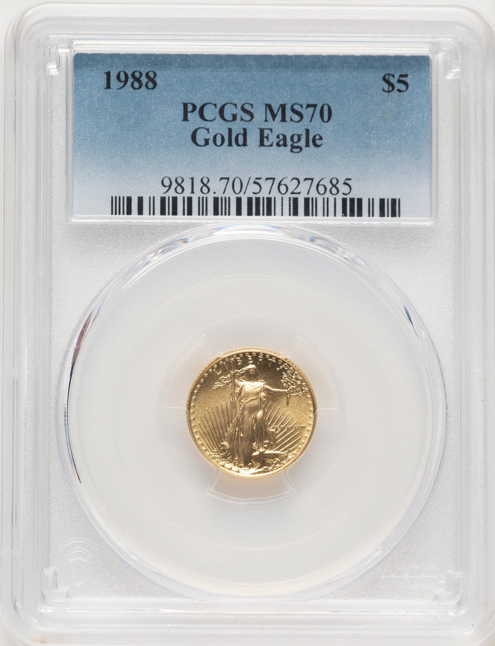 1988 $5 Tenth-Ounce Gold Eagle PCGS MS70 (522320071)