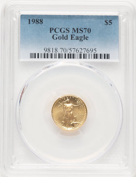 1988 $5 Tenth-Ounce Gold Eagle PCGS MS70 (522320072)