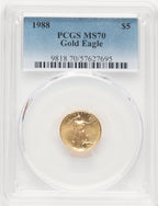 1988 $5 Tenth-Ounce Gold Eagle PCGS MS70 (522320072)