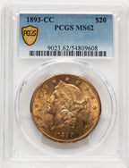 1893-CC $20 Liberty Double Eagle PCGS MS62 (522327001)