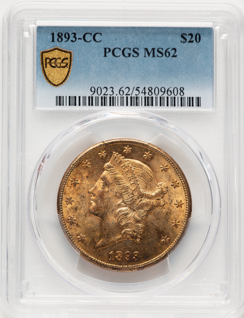 1893-CC $20 Liberty Double Eagle PCGS MS62 (522327001)