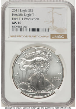 2021 Silver Eagle Type 1 Brown Label NGC MS70