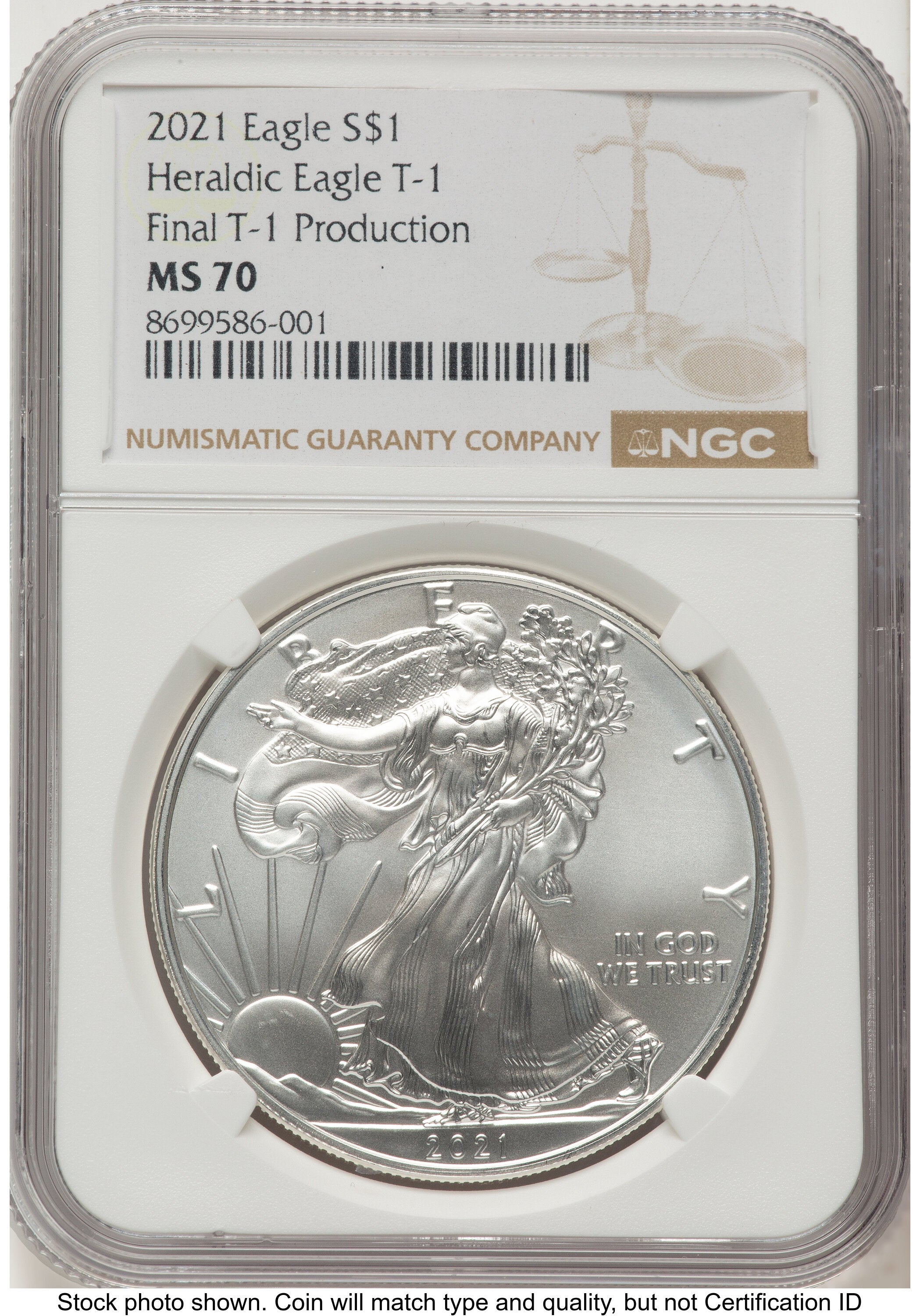 2021 Silver Eagle Type 1 Brown Label NGC MS70