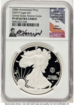 2025-P Proof Silver Eagle Privy U.S. Marine Corps 250th Anniversary 1 oz Ron Harrigal NGC PF69