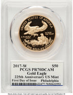 2017-W Proof Gold Eagle 1 oz FDI Philadelphia PCGS PR70 Ed Moy
