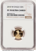 2010-W Proof Gold Eagle 1/10 oz Brown Label NGC PF70
