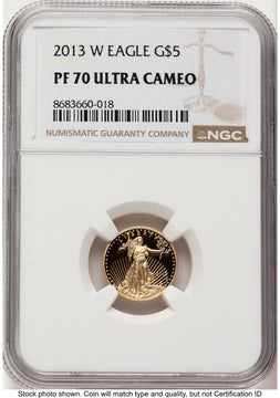 2013-W Proof Gold Eagle 1/10 oz Brown Label NGC PF70