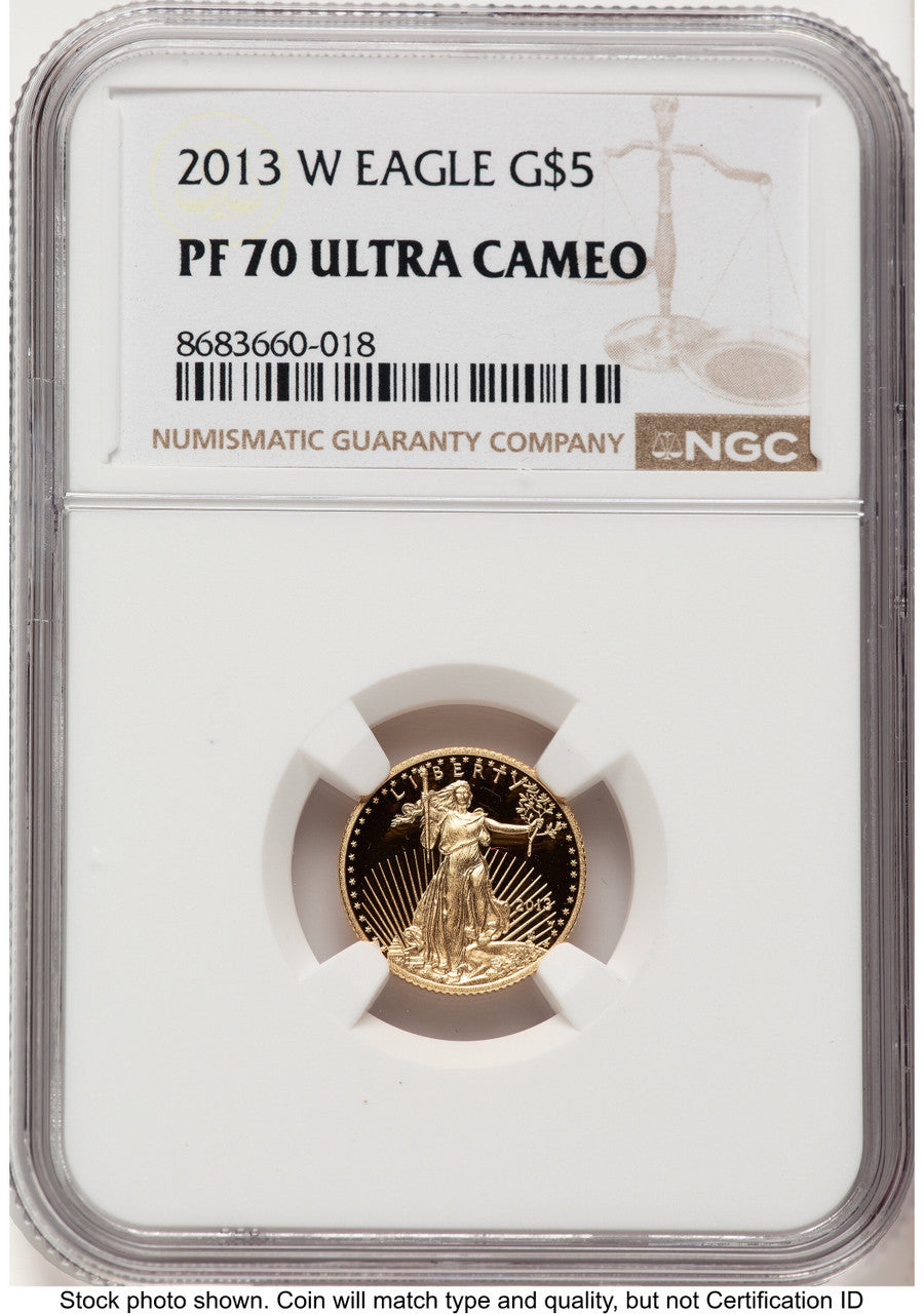 2013-W Proof Gold Eagle 1/10 oz Brown Label NGC PF70