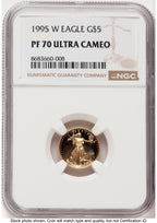 1995-W Proof Gold Eagle 1/10 oz Brown Label NGC PF70